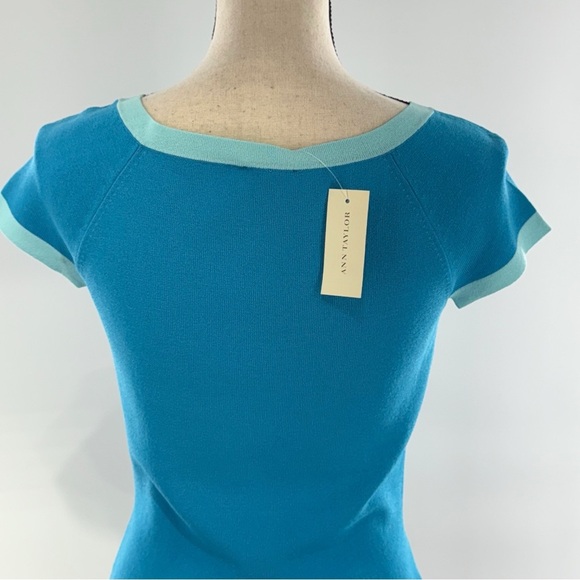 Ann Taylor Blue Cap Sleeve Knit Top Size Small - Picture 4 of 13